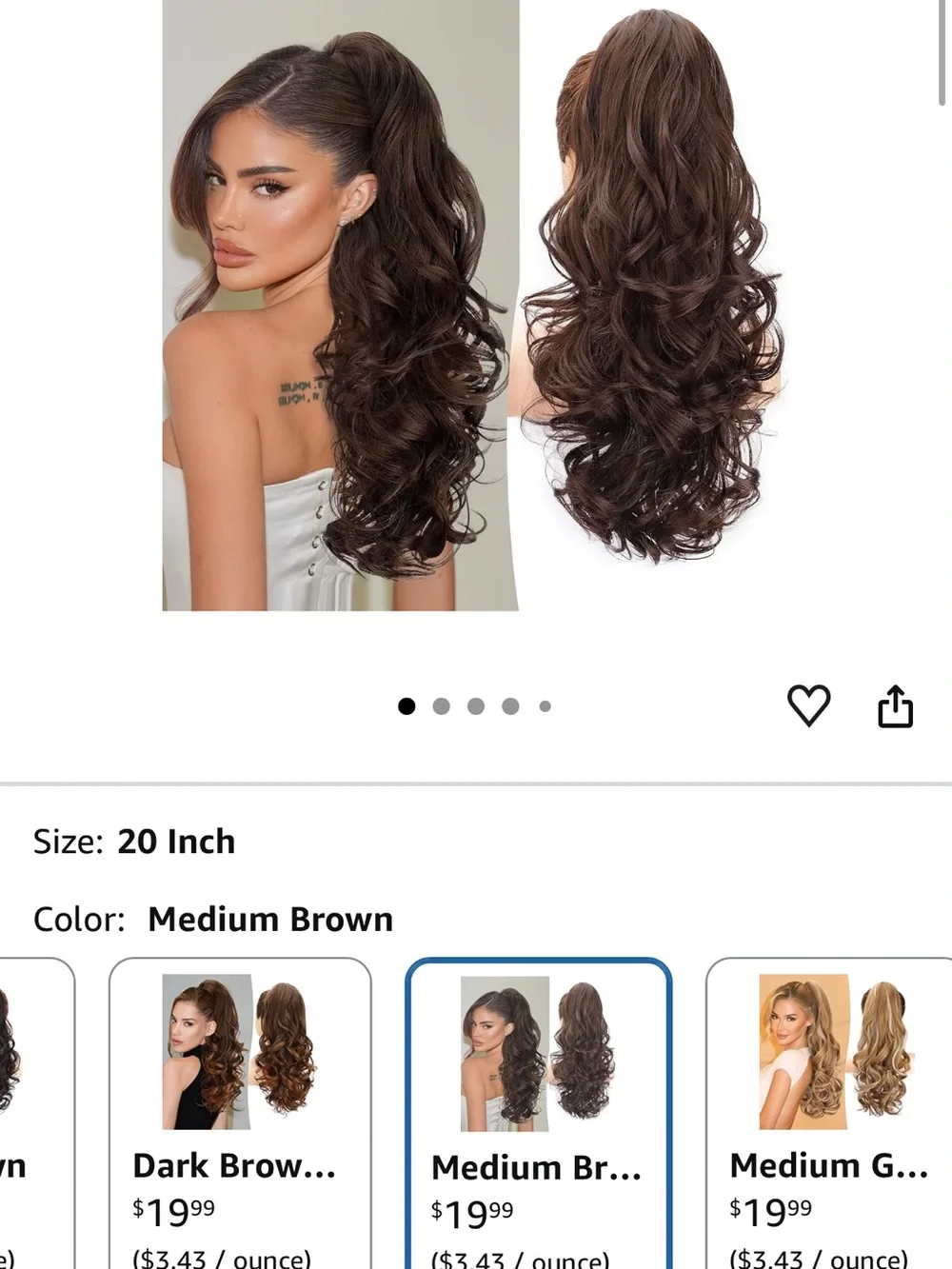 Medium Brown Long Curly Clip-In Ponytail Extension - Women Hair